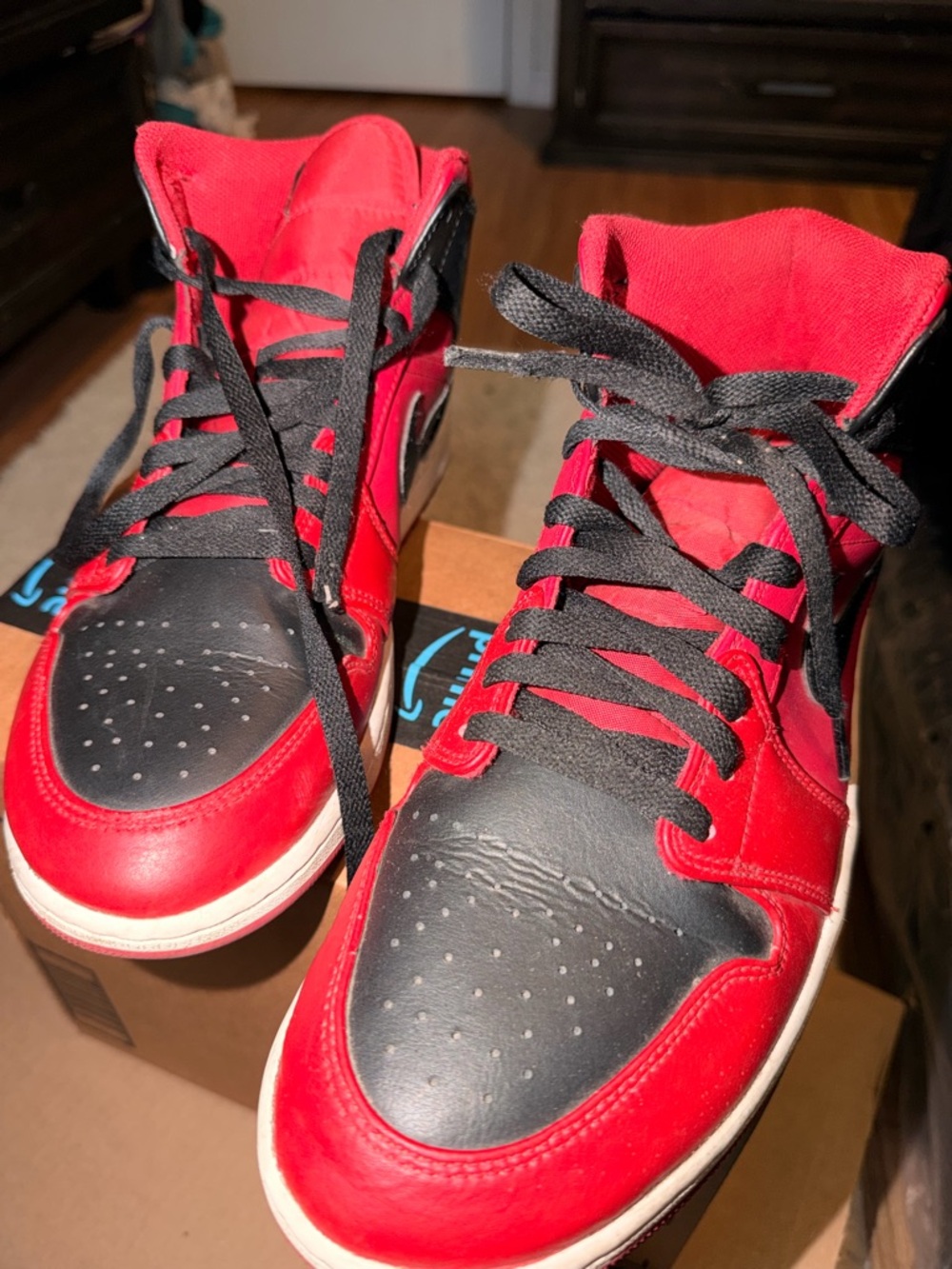 Jordan High-Top Sneakers in Red and Black